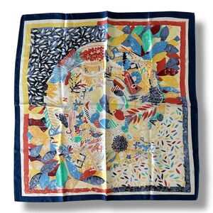 Blue Edges Multicolor Square Scarf  27” X 27” Scarve Unisex Elegant Fashion